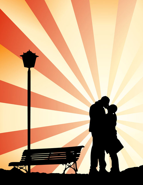 free vector Romantic lovers silhouette vector